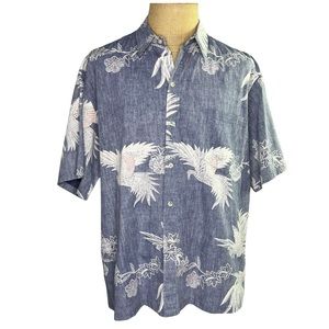Cooke Street Honolulu Hawaiian Blue Casual Button Down Bird Print Shirt 2XL